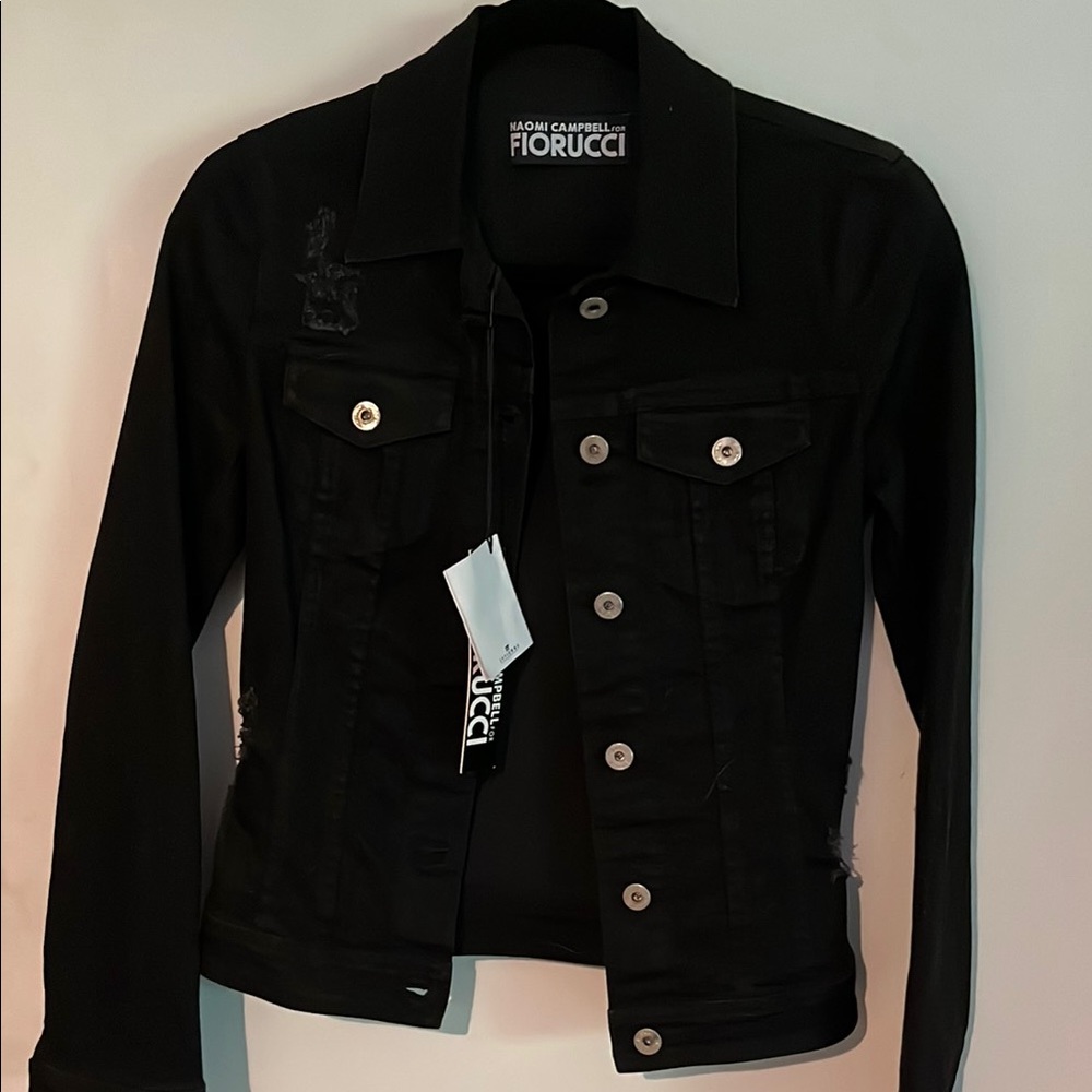 Fiorucci Women's Dark Denim Jacket small